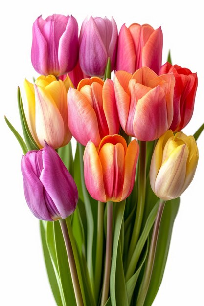 Bouquet of spring tulips flowers isolated
