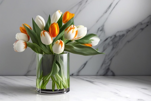 a bouquet of tulips flower. illustration.