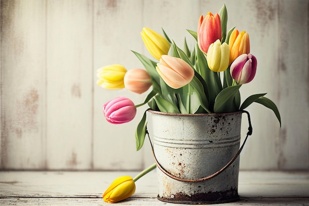 a bouquet of tulips flower. illustration.