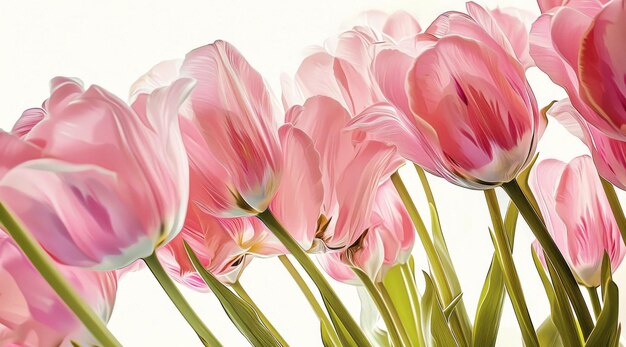 Photo bouquet of tulips pink tulips pink tulips isolated on white