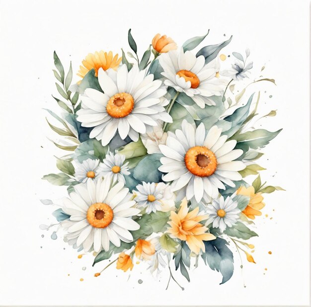 Foto bouquet van aquarelbloemen ai