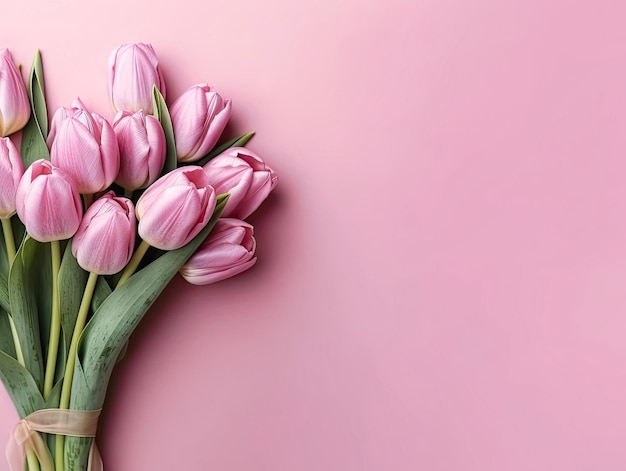 Bouquet van lente tulpen op roze achtergrond