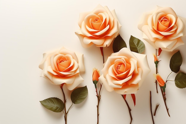Bouquet van prachtige oranje rozen op een witte achtergrond