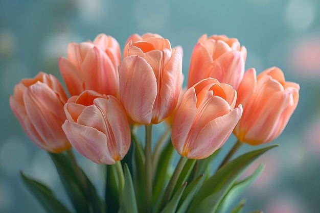 Foto bouquet van roze tulpen