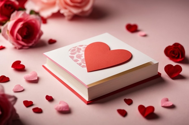 Bouquet van rozen en harten op een witte achtergrond Valentijnsdag kaart