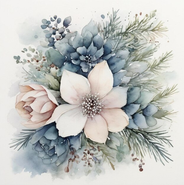 Bouquet of watercolor flowers AI