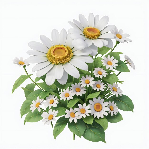 a bouquet of white daisies with yellow centers