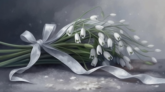 A bouquet of white flowers with the word tulips on itgenerative ai