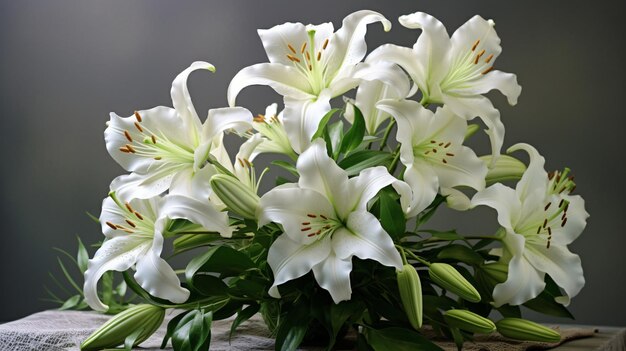 a bouquet of white lilies