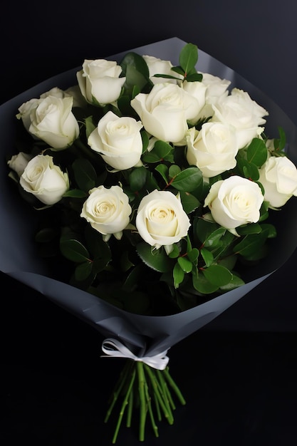 A bouquet of white roses from the flower shop in sydney.