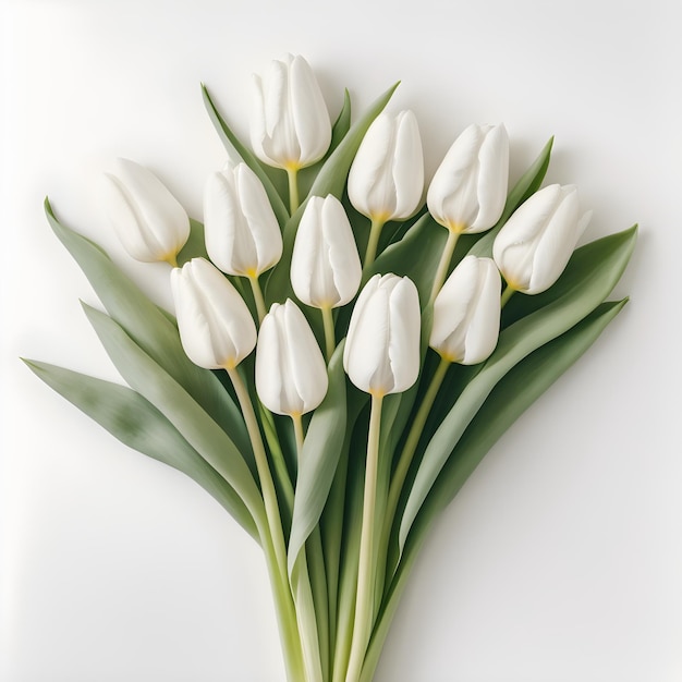 Photo bouquet of white tulips