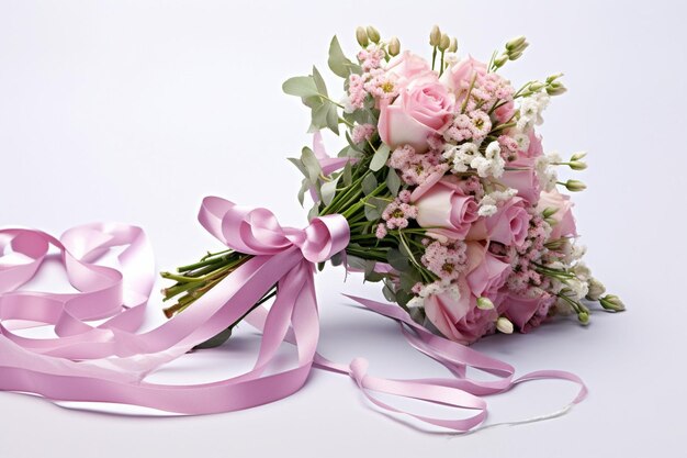 Photo bouquet with a backdrop of a waterfall or cascading stream