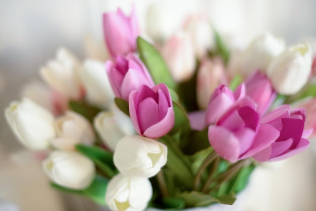 Bouquet with tulips closeup