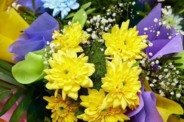 Bouquet of yellow chrysanthemums