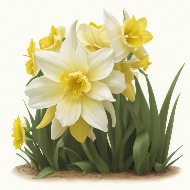 Photo a bouquet of yellow daffodils on a white background