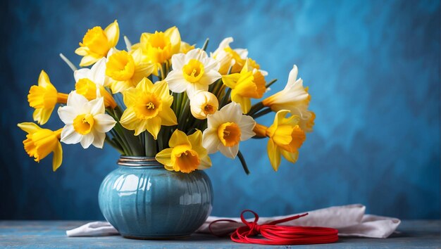 Photo bouquet of yellow daffodils