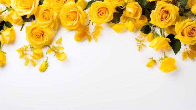 Photo bouquet of yellow flowers on blue background