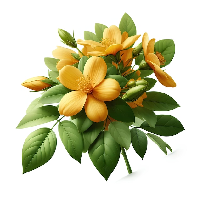 a bouquet of yellow flowers with green leaves and green leaves