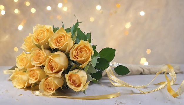 A bouquet of yellow roses