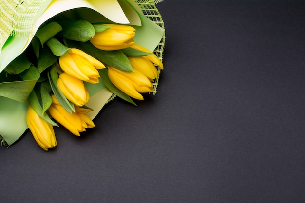 Bouquet of yellow tulips