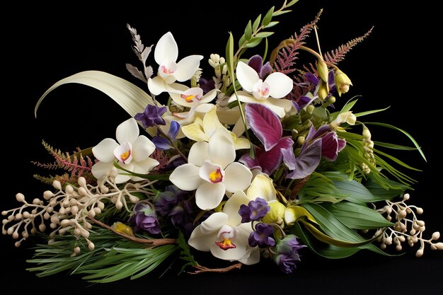 Bouquetarrangement van orchideeën met verschillende scherptediepte