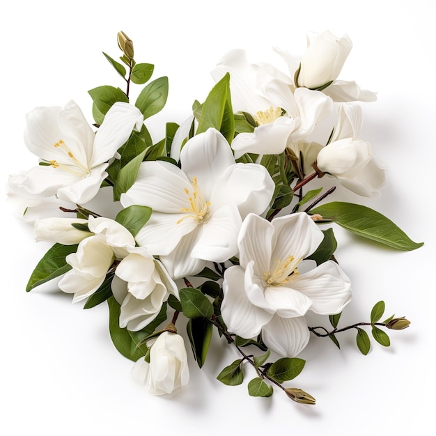 bouquete of white flowers on white background