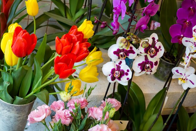 Bouquets of flowers at the Turkey Izmir Flower market