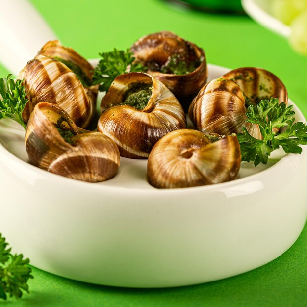 Photo bourgogne escargot snails with garlic herbs butter