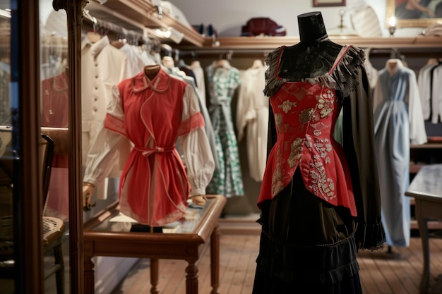 Boutique interior with clothes from different eras