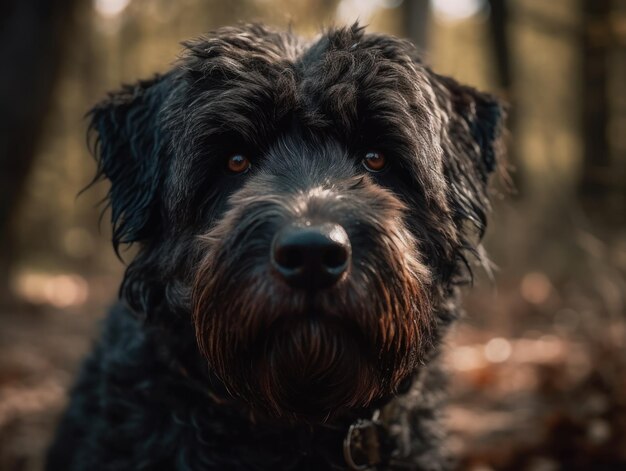 Bouvier des Flandres dog close up created with Generative AI technology