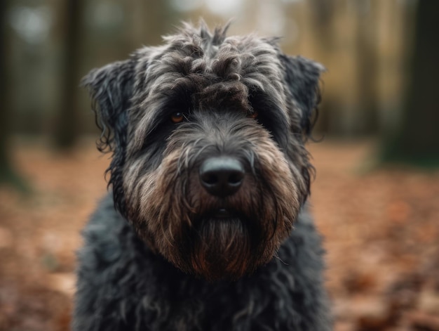 Bouvier des Flandres dog close up created with Generative AI technology