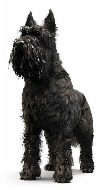 Bouvier des Flandres Dog on White Background