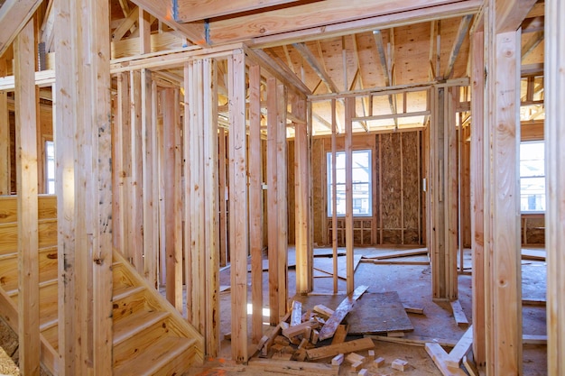 Bouw van balk bouw huis in het kader van de framing