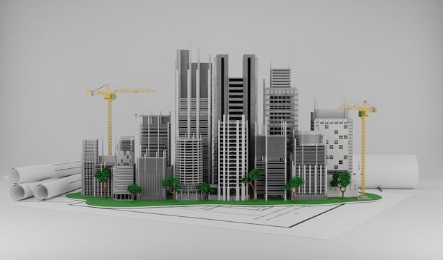 Bouwconstructieplan gevels architecturale schets3D-rendering