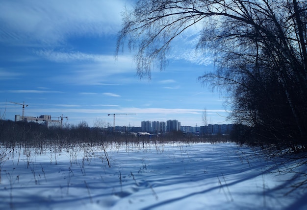 Bouwplaats winterlandschap achtergrond hd