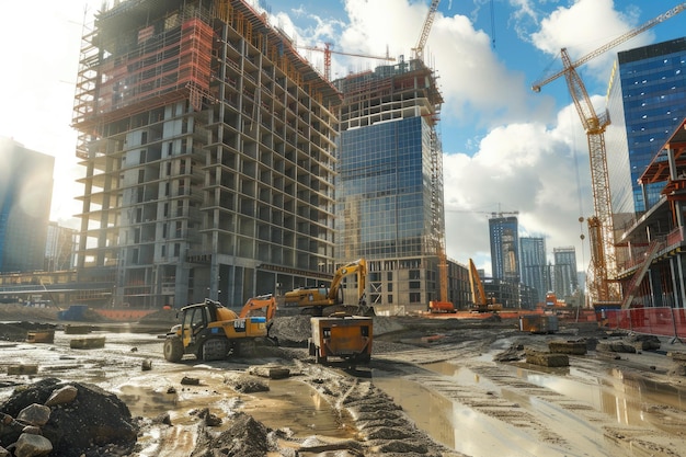 bouwterrein voor de bouw van hoogbouwgebouwen