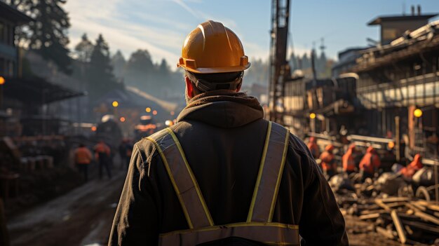 bouwvakker op de dag van de arbeid van de bouwplaatsmedewerker