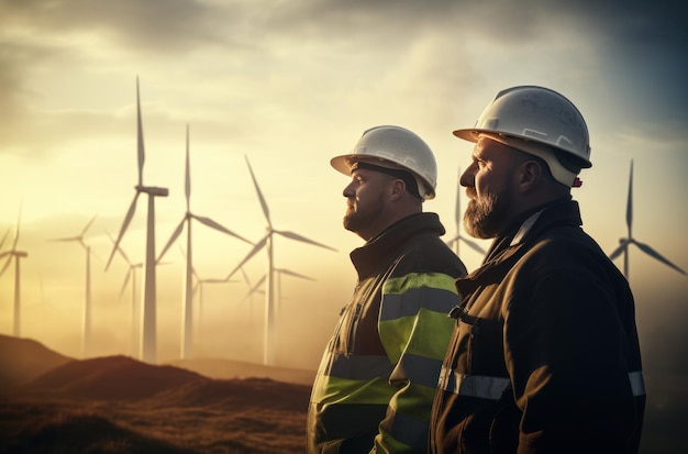 Bouwvakkers staan voor windturbines