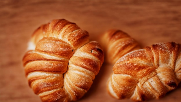 Bovenaanzicht bakkerij van heerlijke generatieve croissantkunst door AI