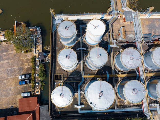 Bovenaanzicht chemische industrie tankopslag wit koolstofstaal