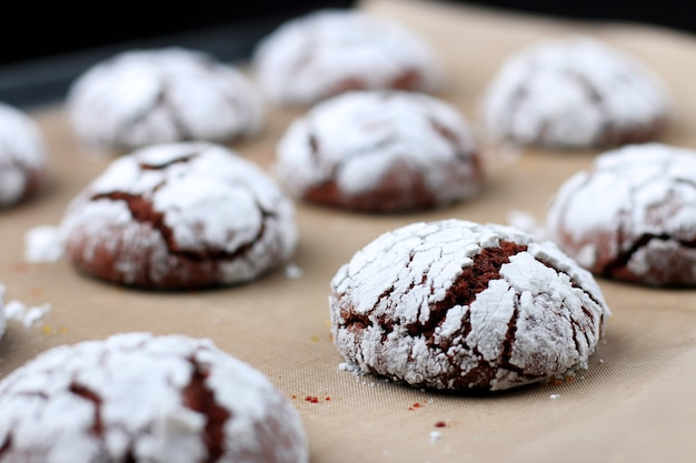 bovenaanzicht chocoladekoekjes