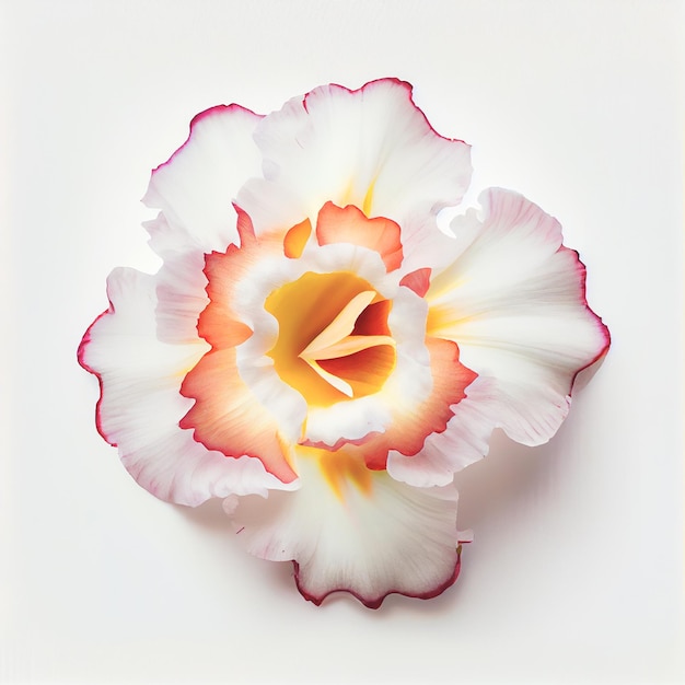 Bovenaanzicht een Gladiolen bloem geïsoleerd op een witte achtergrond geschikt voor gebruik op Valentijnsdag kaarten