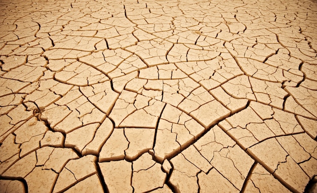 Bovenaanzicht gebarsten droge grond