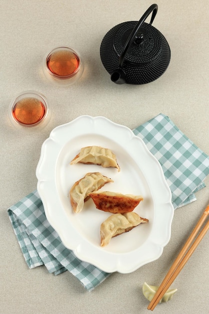 Bovenaanzicht Gyoza Japanse Dumpling