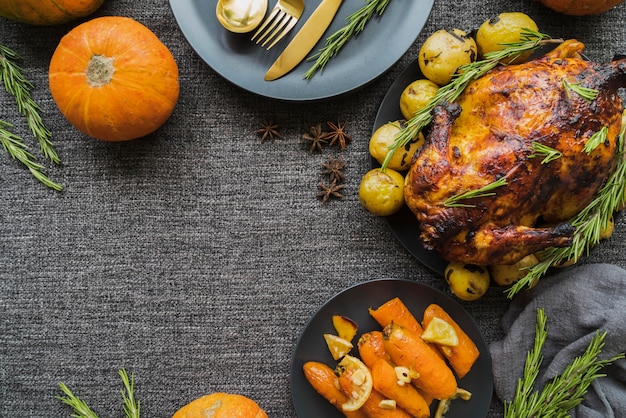 Bovenaanzicht heerlijk eten arrangement