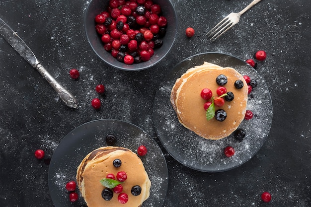 Bovenaanzicht heerlijke pannenkoeken