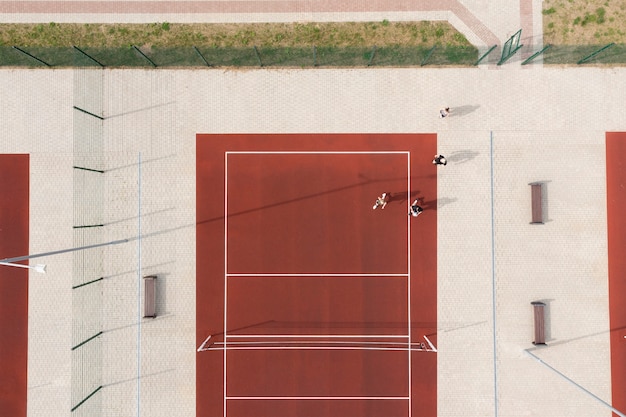 Foto bovenaanzicht op een volleybalveld
