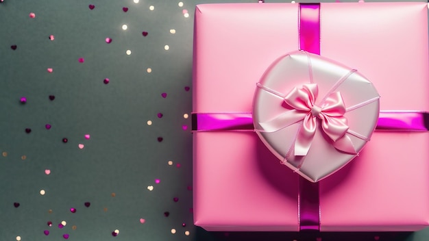 Bovenaanzicht roze toon van geschenkdoos aanwezig generatieve kunst door AI