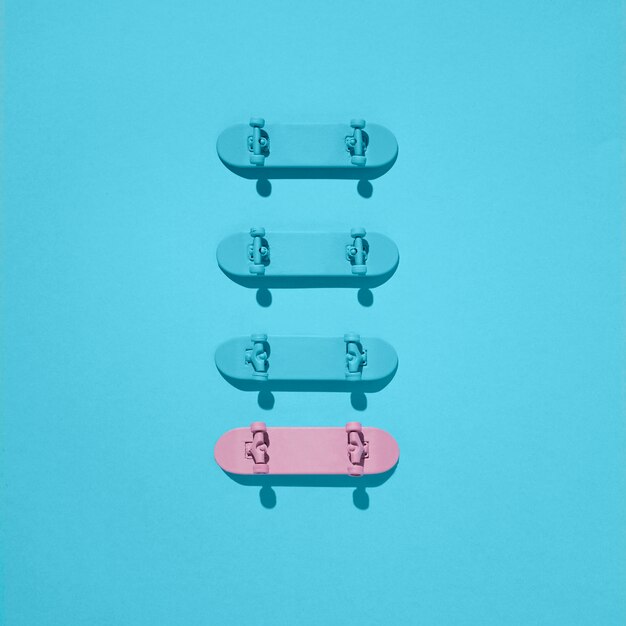 Bovenaanzicht skateboards arrangement