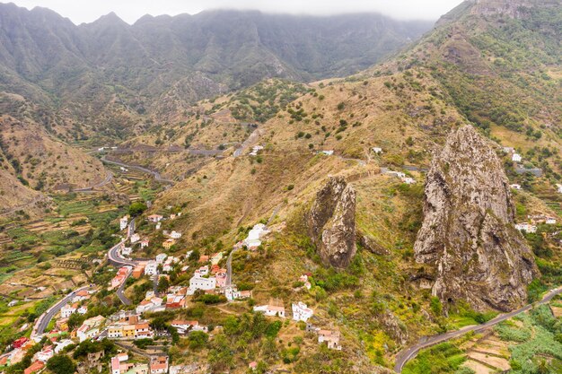 Bovenaanzicht van de bergen op het eiland La Gomera, Canarische eilanden, Spanje Prachtig landschap van het eiland Homerus